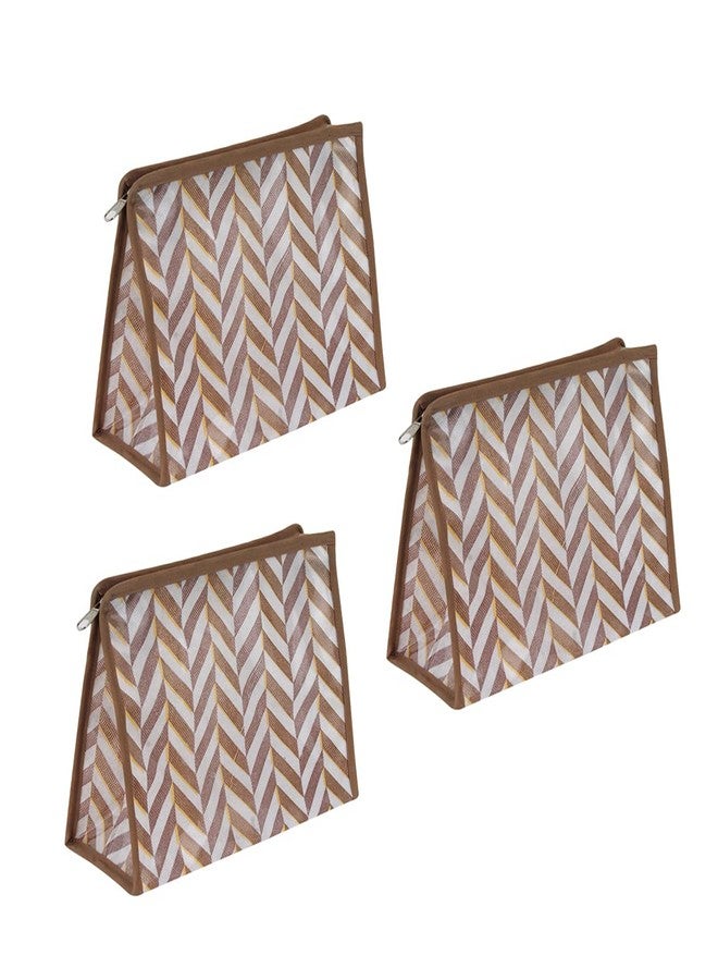 PrettyKrafts Polyester Compact Plastic Shaving Kit, Makeup Kit Pouch, Organizer for Men and Women (Pack of 3) - Beige - Image 1